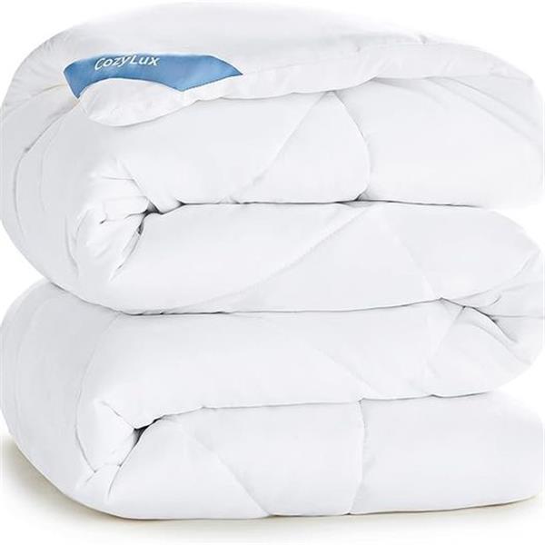 CozyLux Full Size Bedding Comforter Duvet Insert - Quilted White Comforters with Corner Tabs, 1