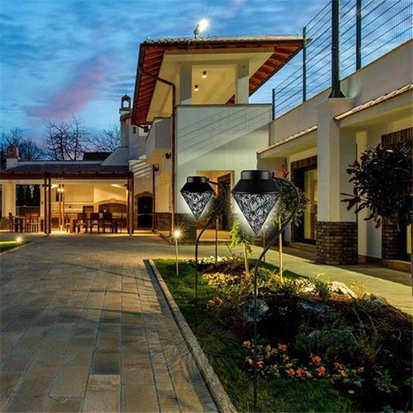 ielevations Solar Pathway Lights Outdoor LED Decorative Stake Garden Lotus Landscape Light for