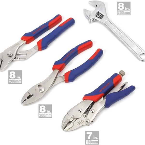 WORKPRO Pliers Set 4-piece Locking Plier Slip-joint Plier Groove Joint Pliers and Adjustable Wr