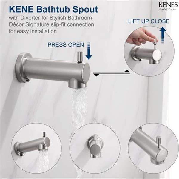 KENES Brushed Nickel Single-Handle Tub and Shower Trim Kit, Shower Faucet with 10-Spray Modern Tub