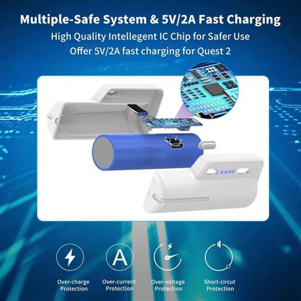 Battery Pack for Meta Quest 2, Fast Charging 5000mAh Lightweight Portable VR Extend Accessories