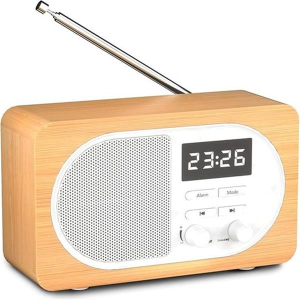 Bedside Radio Bluetooth Speaker, Retro Bedroom Clock Radio with Stereo Sound and USB Charging P