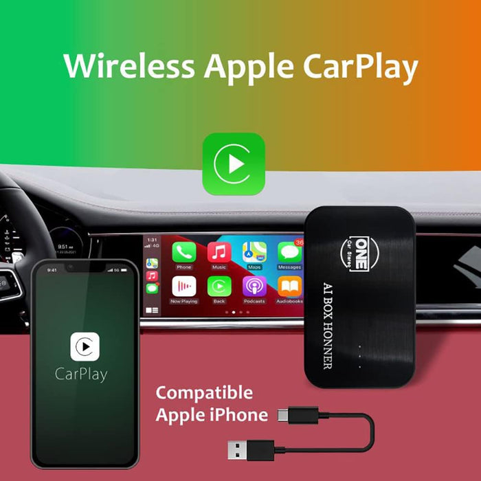 OneCarStereo Magic CarPlay Box, CarPlay Ai Box and Android Auto Wireless Adapter Dongle Support YouTube Netflix Disney+, Download Apps with WiFi, Multimedia Video Box Built-in GPS BT HDMI