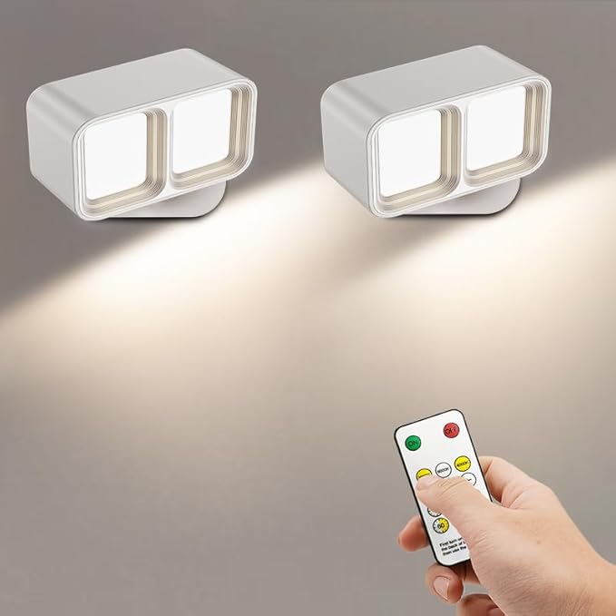 Wall Lights,Battery Operated Wall Sconces with 3 Color Temperatures & 3 Brightness Levels, 360°Rotation Wall Mount Light with Touch&Remote Control,Timer, Wall Lamp for Bedside Mural