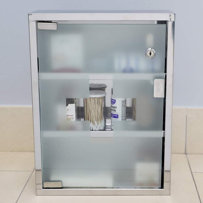Home Basics MC35180 Medicine Cabinet, 12'' x 16'' x 4.75'' (35 x 40.6 x 12 cm), Silver