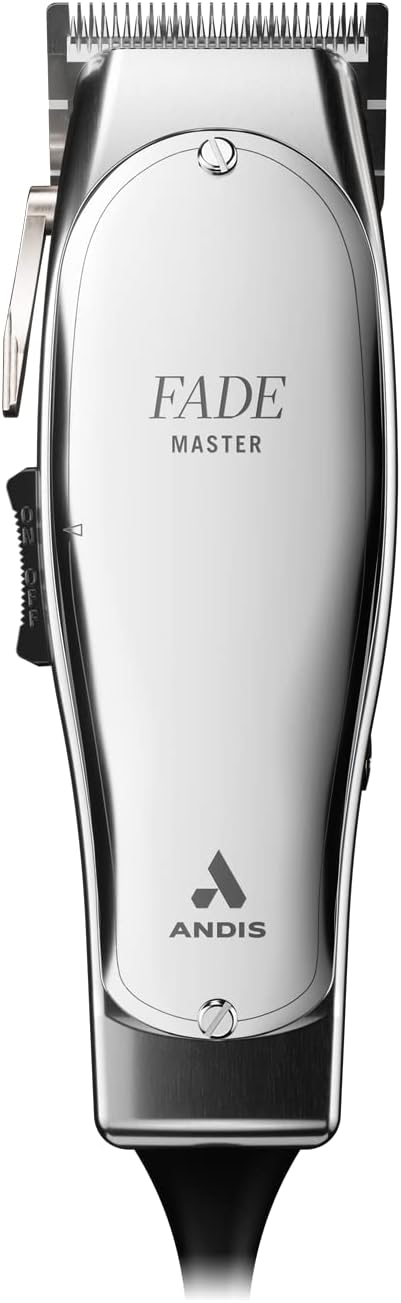 Andis 01820 Professional Fade Master Hair Clipper, Adjustable Carbon Steel Fade Blade Clipper - Zero Gap, Unbreakable Aluminium Housing, Chrome, Silver