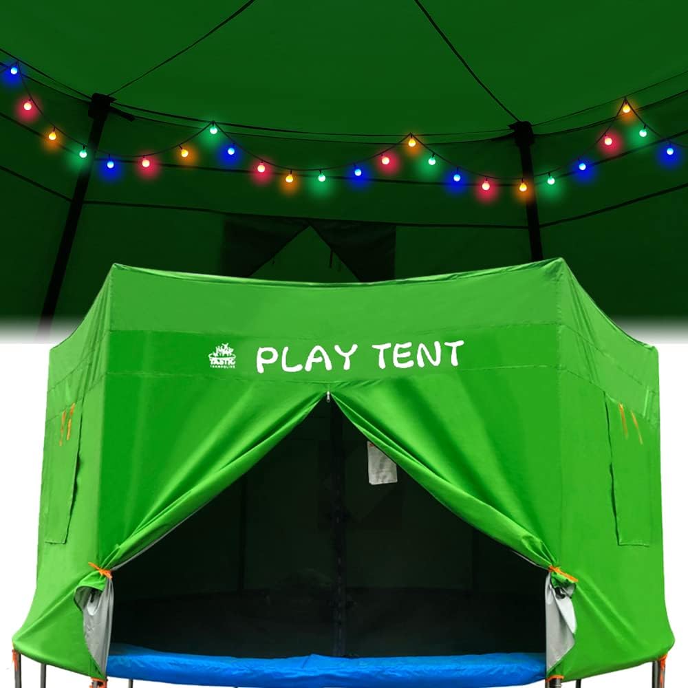 Trampoline Tent, 12 ft 14 ft 15 ft Trampoline Tent with 2 * 32.8Ft Ball String Lights, Oxford with Sunscreen Coating Trampoline Tent Cover Fit for 12 ft 14 ft 15 ft Trampoline-6 Straight Pole