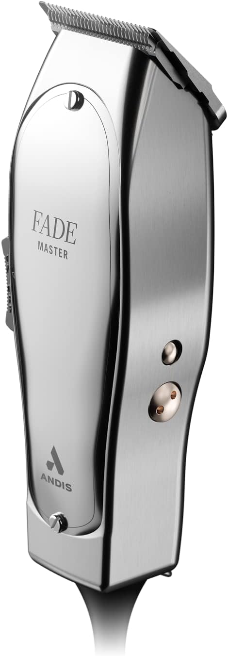 Andis 01820 Professional Fade Master Hair Clipper, Adjustable Carbon Steel Fade Blade Clipper - Zero Gap, Unbreakable Aluminium Housing, Chrome, Silver