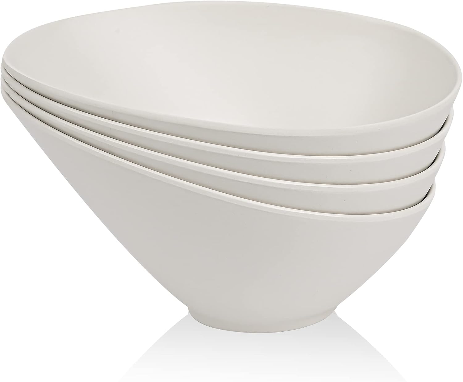 Bamboo Fiber Salad Bowls, 4 Packs Serving Bowls Porcelain,compostable 33 Ounce Pasta Bowls, Elegant Angled Bowls for Salad, Pasta, Soup, Prep, Ideal for Home and Restaurant