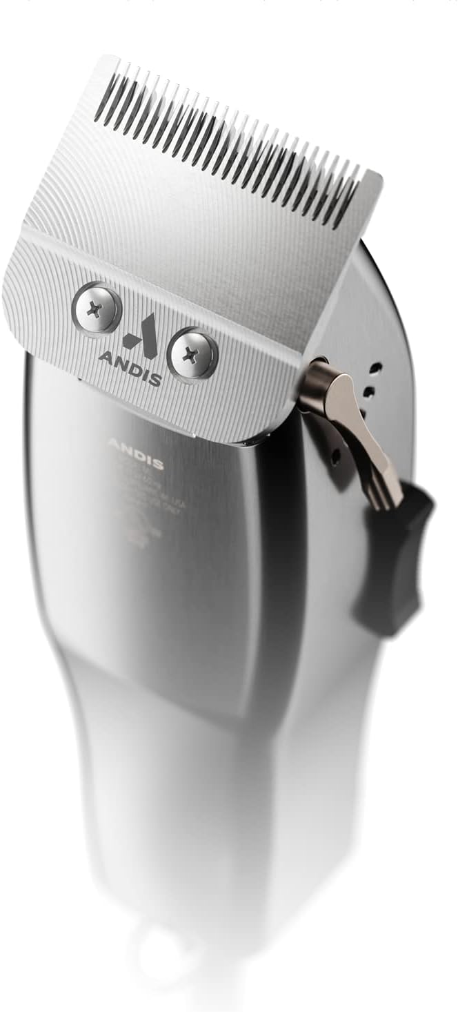 Andis 01820 Professional Fade Master Hair Clipper, Adjustable Carbon Steel Fade Blade Clipper - Zero Gap, Unbreakable Aluminium Housing, Chrome, Silver