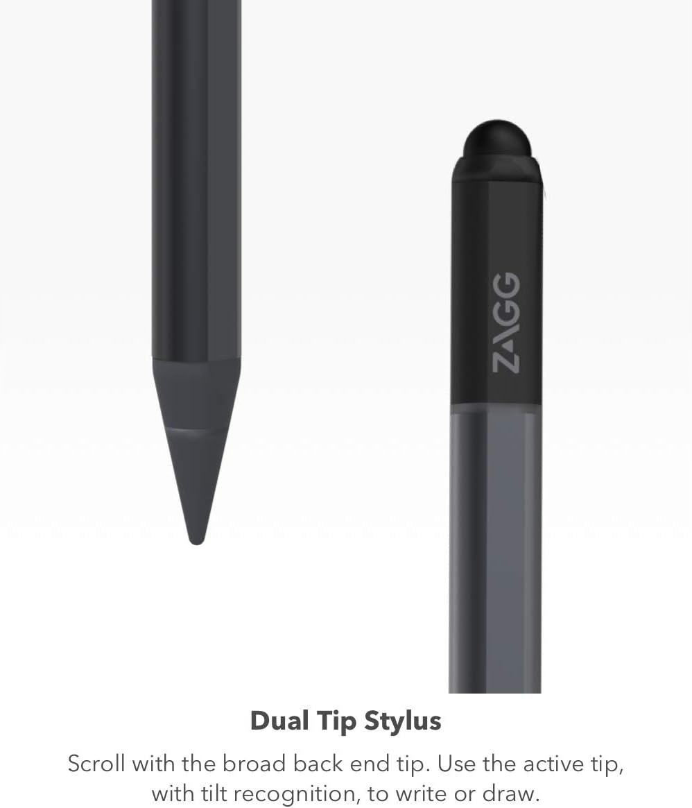 ZAGG - Pro Stylus - Active stylus with universal capacitive back end tip - Compatible with iPad Mini 5, iPad 9.7 (6th gen), iPad 10.2 (7th gen), iPad Pro 11 & 12.9 (2018 & 2020), and iPad Air 4 -Black