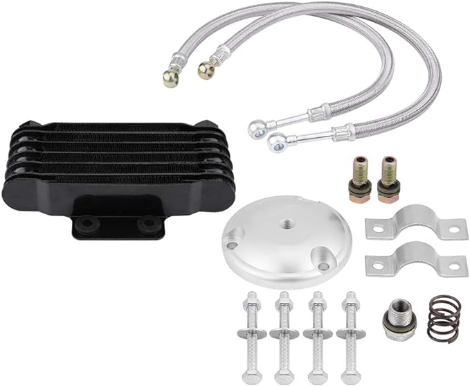 Engine Oil Cooler, Motorcycle Oil Cooler Universal Oil Cooler Cooling Radiator Kit Fit for GN125 EN125 EN150 GZ125 GZ150