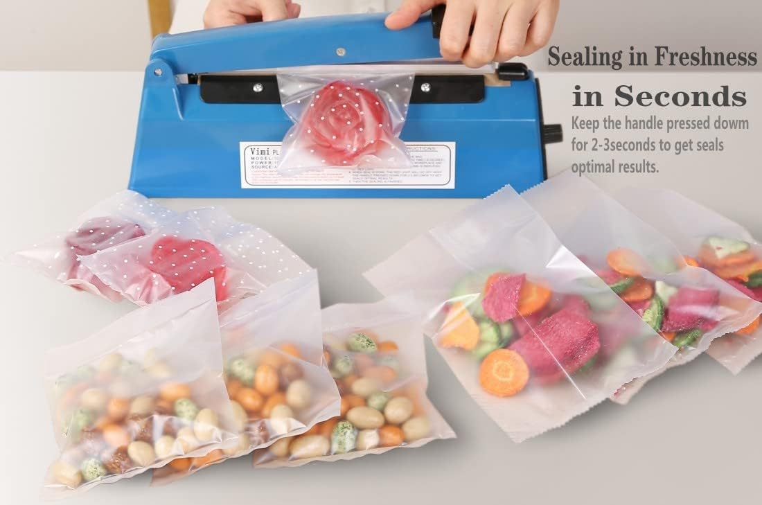 Impulse Heat Sealer Manual Bags Heat 8 Inch Impulse Sealing Machine for Plastic Bags PE PP Bags with Extra Replace Element Grip