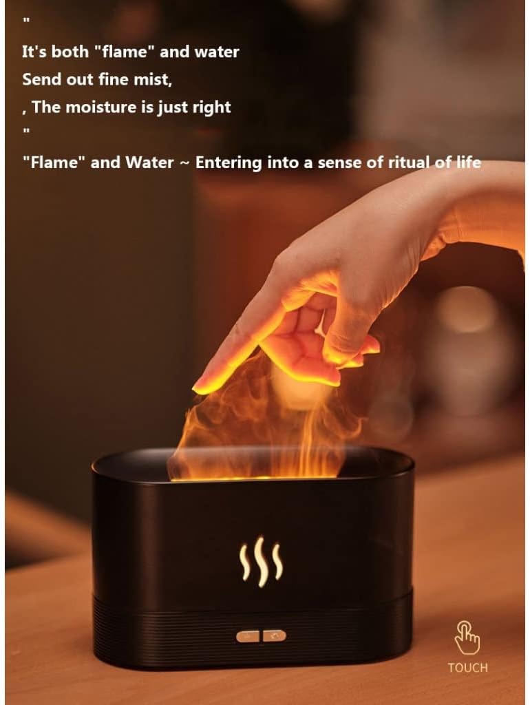 Humidifier With Flame Night Light, Aromatherapy Diffuser, Essential Oil Diffuser180mL, Silent Aromatherapy Atomization Humidifier, 2 Gear Adjustment, Essential Oil Diffuser With Automatic Safety Switc