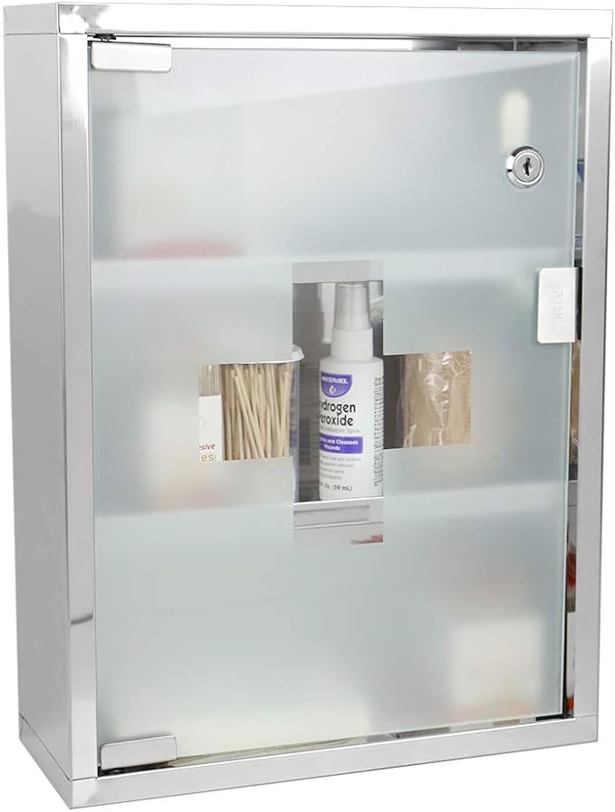 Home Basics MC35180 Medicine Cabinet, 12'' x 16'' x 4.75'' (35 x 40.6 x 12 cm), Silver