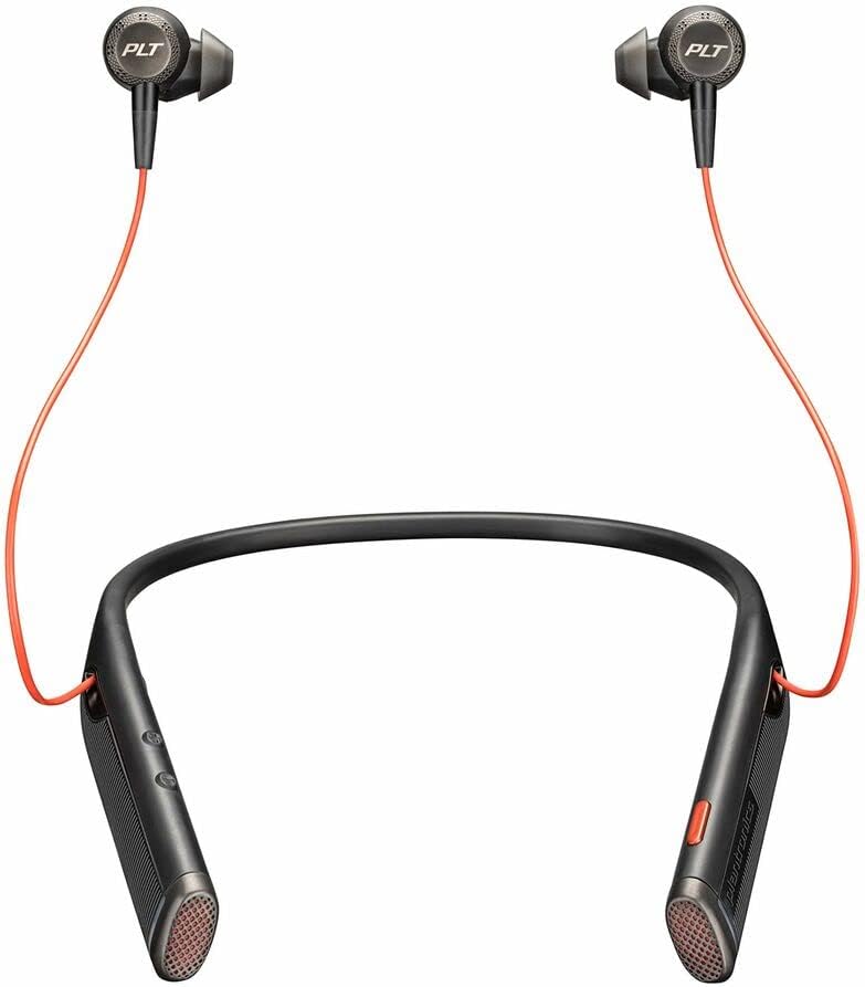 Poly Voyager 6200 UC - Bluetooth Dual-Ear (Stereo)Earbuds Neckband Headset - USB-A Compatible to connect to your PC Mac - Works with Teams, Zoom & more - Active Noise Canceling, Black (208748-01)