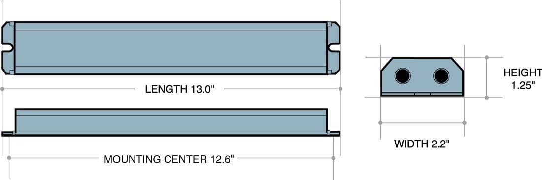 IOTA I320 TBTS M20 Emergency Ballast, 13" x 2.2" x 1.25", White