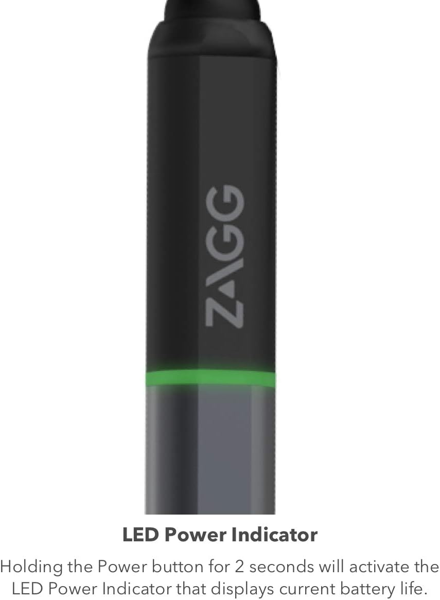 ZAGG - Pro Stylus - Active stylus with universal capacitive back end tip - Compatible with iPad Mini 5, iPad 9.7 (6th gen), iPad 10.2 (7th gen), iPad Pro 11 & 12.9 (2018 & 2020), and iPad Air 4 -Black