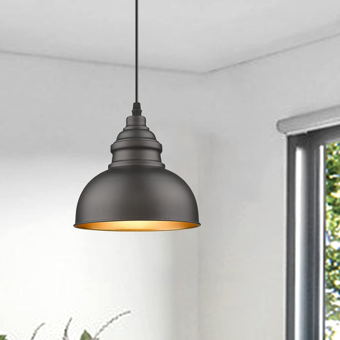 FLALINKO Farmhouse Mini Pendant Lighting for Kitchen Island with Oil Rubbed Bronze Metal Shade and Adjustable Cord, Industrial Ceiling Hanging Light for Bedroom, Living Room, Dining, Restaurant, Bar