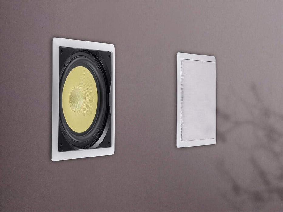 Monoprice Caliber in-Wall Speaker 10 inch Fiber 300W Subwoofer -(Each) Easy Installation & Paintable Grill