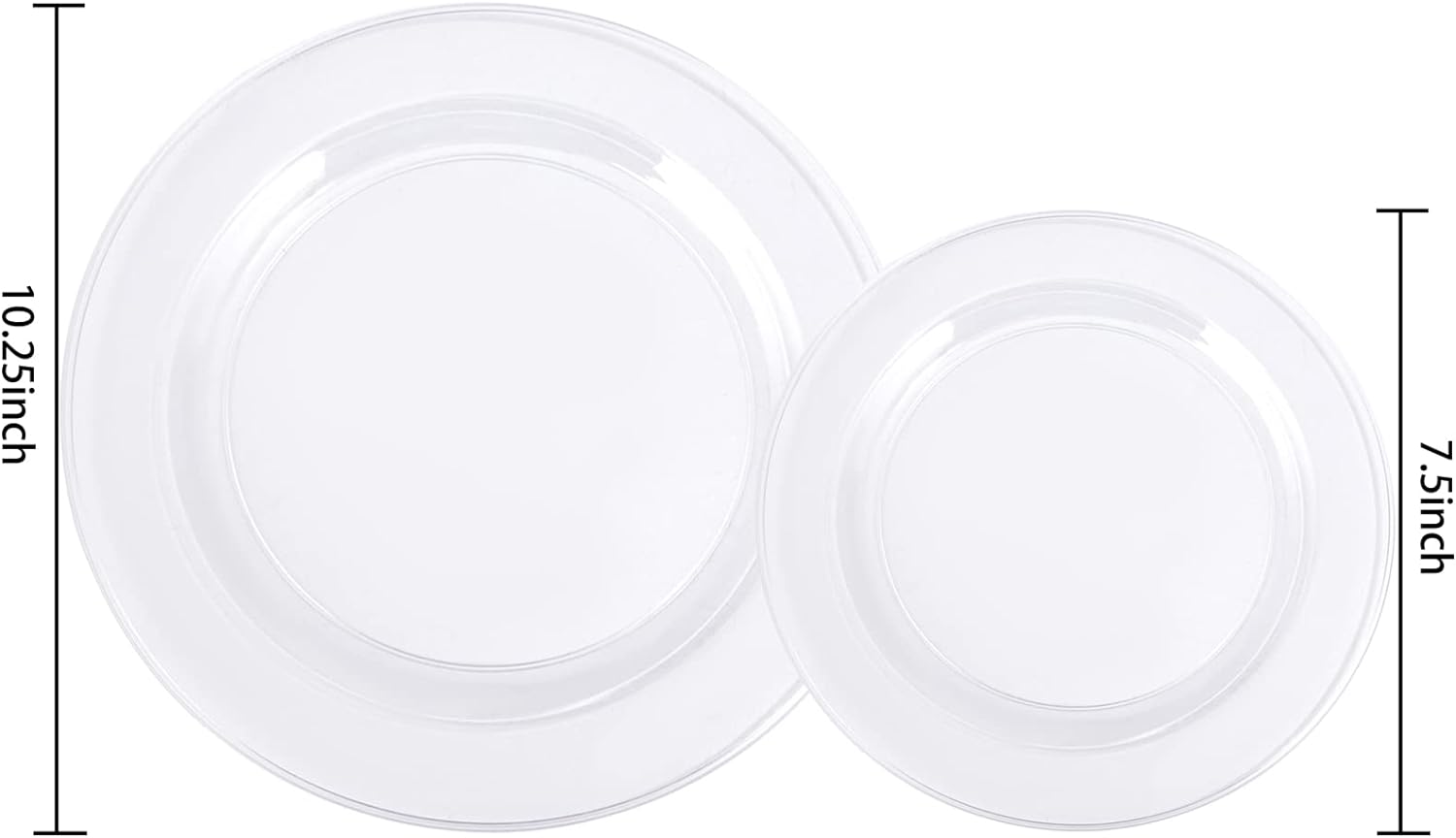 FLOWERCAT 60PCS Clear Plastic Plates - Disposable Clear Plates Heavy Duty for Party/Wedding - Include 30PCS 10.25inch Clear Dinner Plates and 30PCS 7.5inch Clear Dessert/Salad Plates