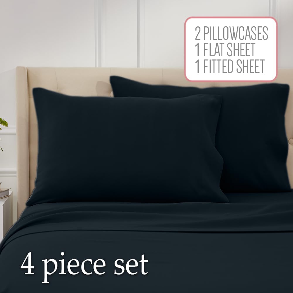 Luxury Soft Full Bed Sheets 4 Piece by lalaLOOM, Deep Pocket, Breathable Microfiber, Wrinkle, Fade and Stain Resistant Bedding, Flat and Fitted Mattress Sheets and Pillowcases, Charcoal Gray