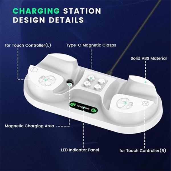 Charging Station for Playstation VR2 Sense Controller - Charging Dock with 4 Type-C Magnetic Cl