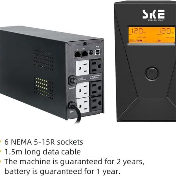 600VA/360W Ups Battery Backup and Surge Protector,Computer Uninterruptible Power Supply Units,S