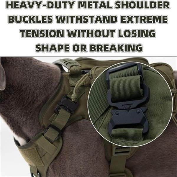 Tactical Dog Harness for Large Dogs No Pull, Adjustable Heavy Duty Dog Harness,2X Metal Buckle,