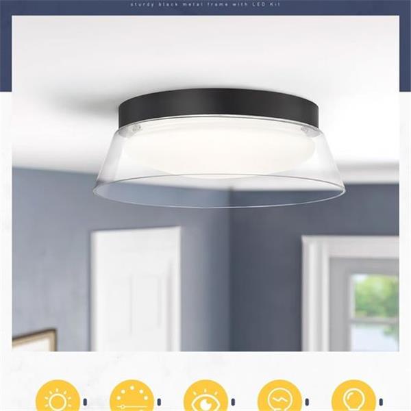 kudos Modern LED Ceiling Light, Black Flush Mount Ceiling Light Fixtures, 12 Inch Light Fixture