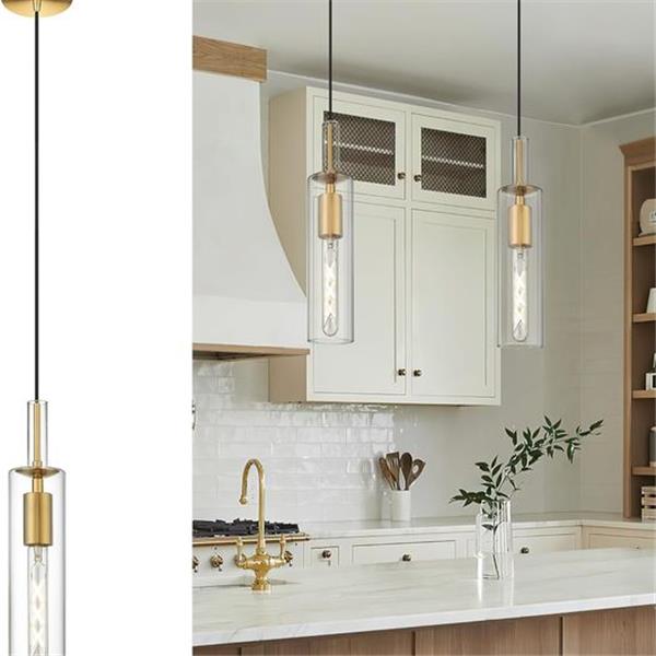 AUTELO 1-Light Pendant Lights Kitchen Island - Gold Pendant Light Fixtures, Vintage Hanging Lam