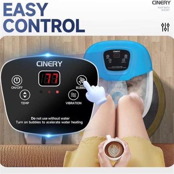 CINERY Foot Spa Bath Massager with Heat, Bubbles, Vibration and Pedicure Foot Spa with 16 Rolle