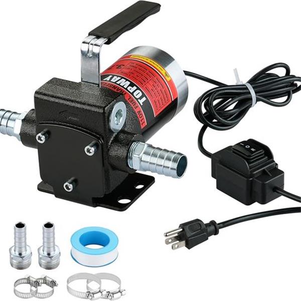 TOPWAY 12v DC Gasoline Fuel Pump 3.7GPM Self-priming Oil Transfer Pump With Handle, Reversible