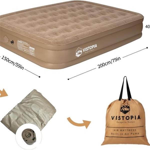 Queen Size Camping Air Mattress Free Charging with USB Rechargeable Built in Pump, Inflatable B