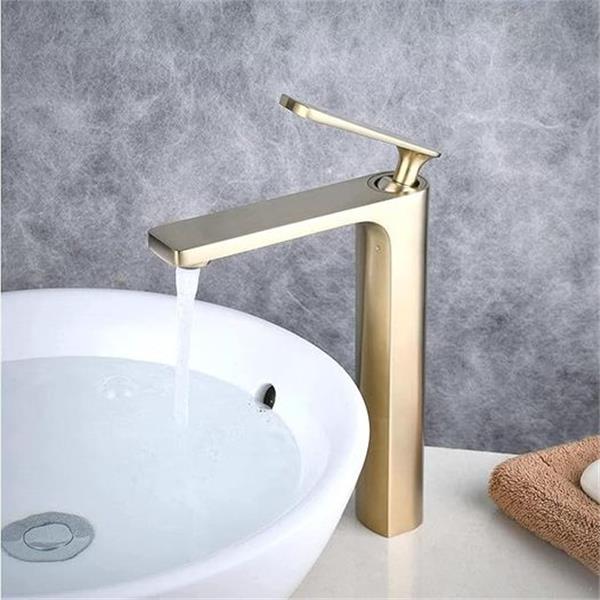 SHUNLI Brushed Gold Bathroom Faucet, Bathroom Vessel Sink Faucet Brushed Brass, Tall Bathroom F