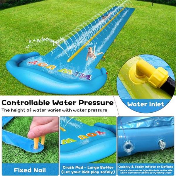 Evoio Water Slide, 32.8ft Inflatable Splash Water Slip with 2 Racing Lanes and 2 Body Boards fo
