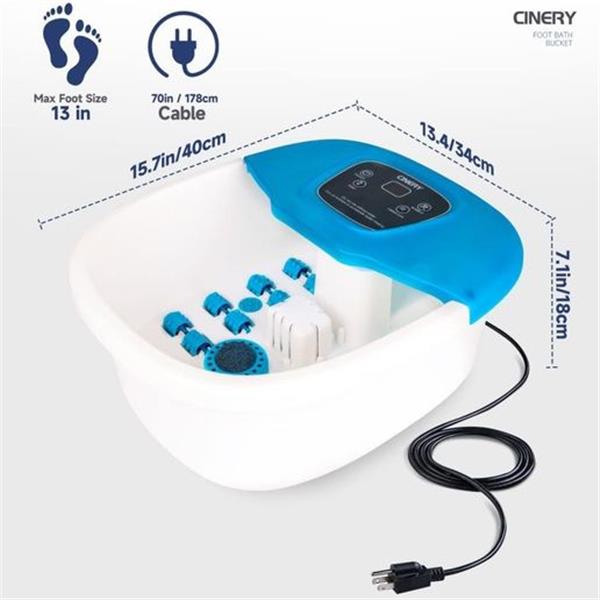 CINERY Foot Spa Bath Massager with Heat, Bubbles, Vibration and Pedicure Foot Spa with 16 Rolle