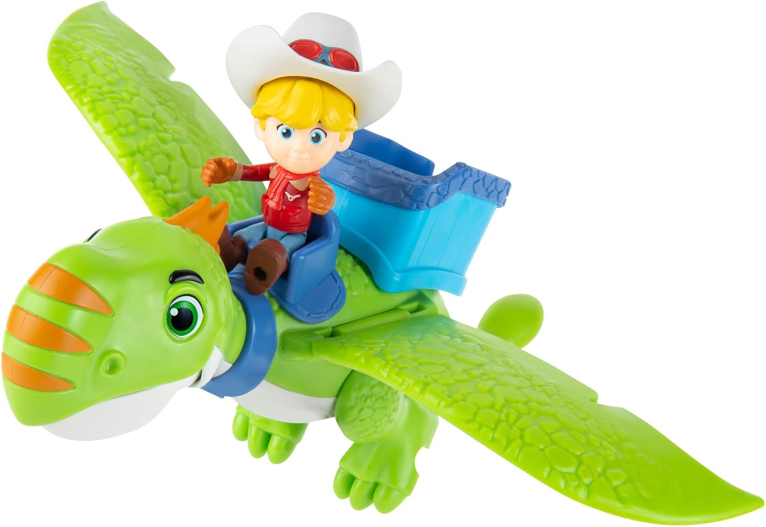 Dino Ranch Jon and Thunderbolt - 3-Inch Jon Figure with 12-Inch Flying Dino Figure - Sounds - Toys for Kids - Ages 3+