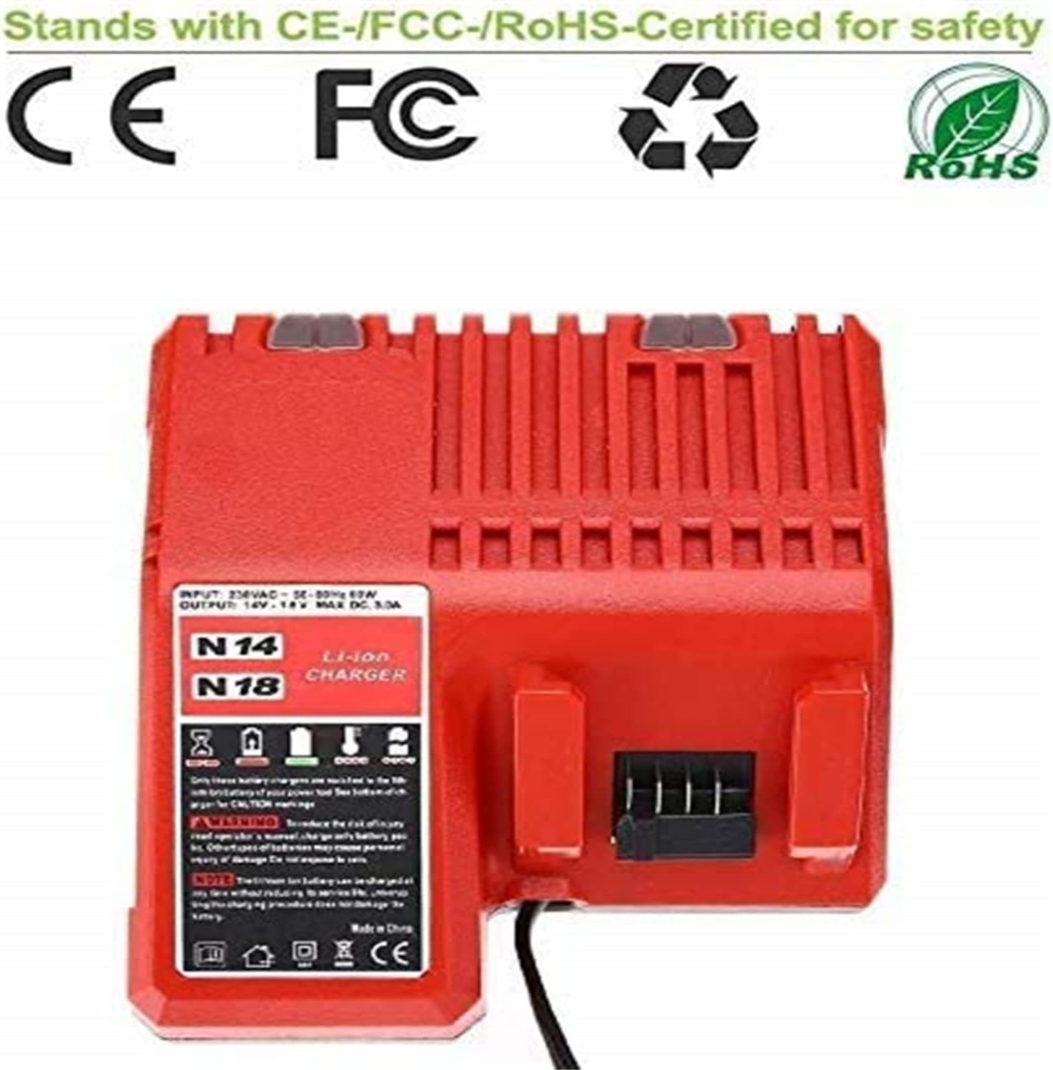 Lithium-ion Battery Charger Multi Voltage Charger Replacement for Milwaukee M18 14.4V-18V 48-11-1850 48-11-1840 48-11-1815 48-11-1828