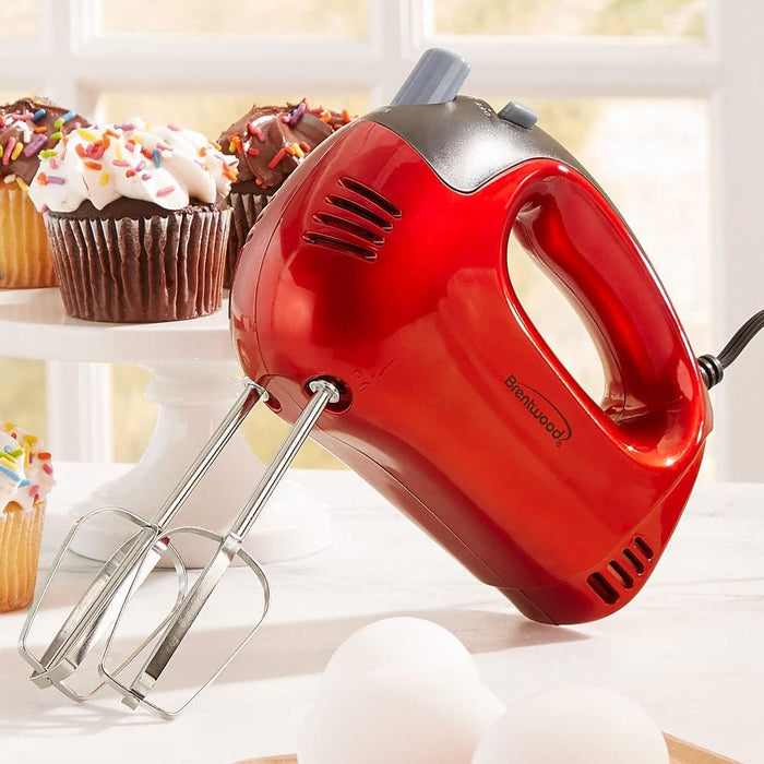 Brentwood HM-46 RA40583 Hand Mixer, Red