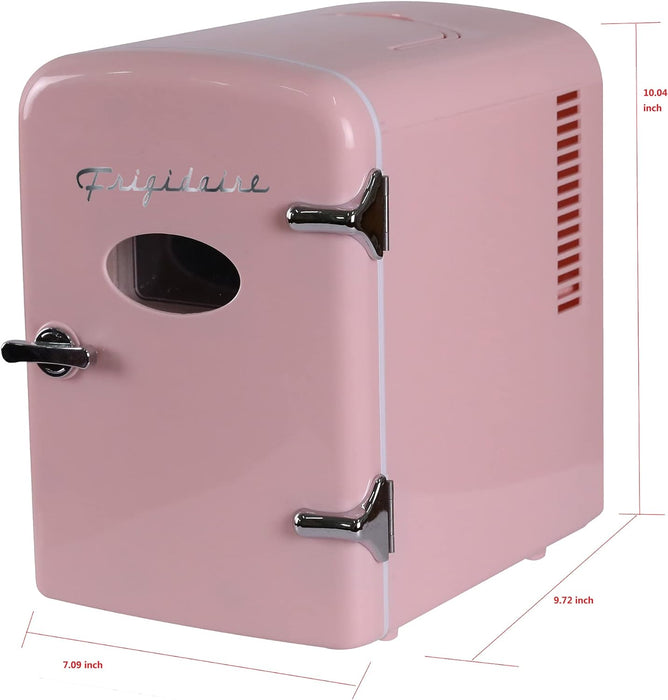 Frigidaire Pink EFMIS129- AMZ EFMIS129 Mini Portable Fridge, 4 litres Capacity Chills Six 12oz Cans, 100% Freon-Free & Eco Friendly, Beverage Cooler