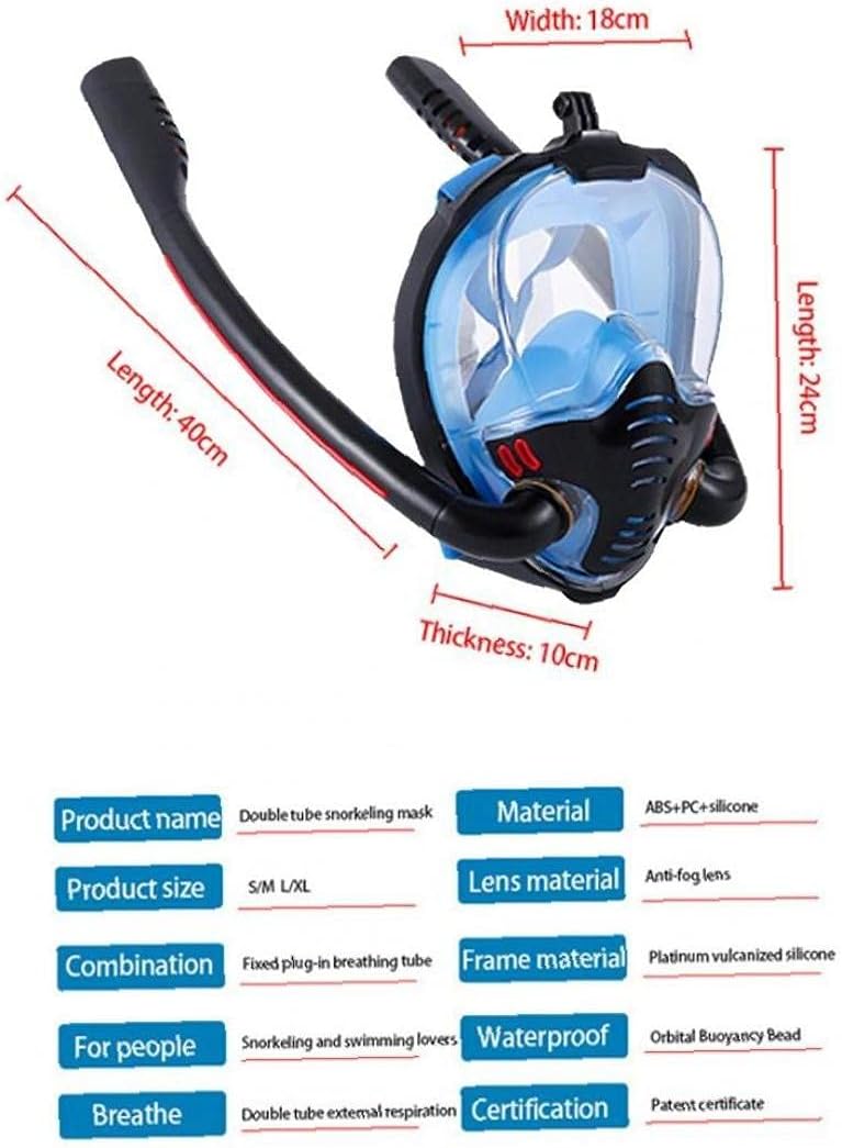 K3 Dual Tube Silicone Snorkeling Mask Anti-Fog and Anti-Leak Full Face Full Dry Scuba Tube Diving Mask with High-Definition Lens