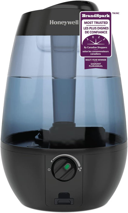 Honeywell HUL535BC Ultrasonic Cool Mist Humidifier, with Variable Output Control, Auto Shut-off, Ultra Quiet Operation, Directional Mist Outlet, Cool Visible Mist, Black, 1-Gallon (COLOR- WHITE)