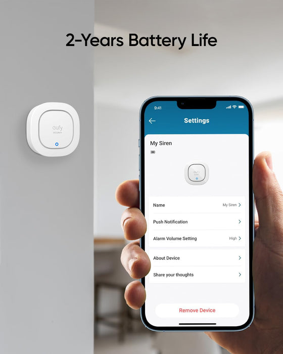 eufy Security Siren, 105 dB Wireless Alarm, IP65 Weatherproof, Remote Alerts, 2-Year Battery Life, HomeBase Required, Compatible with HomeBase S380 and S280, App Control, Easy to Install