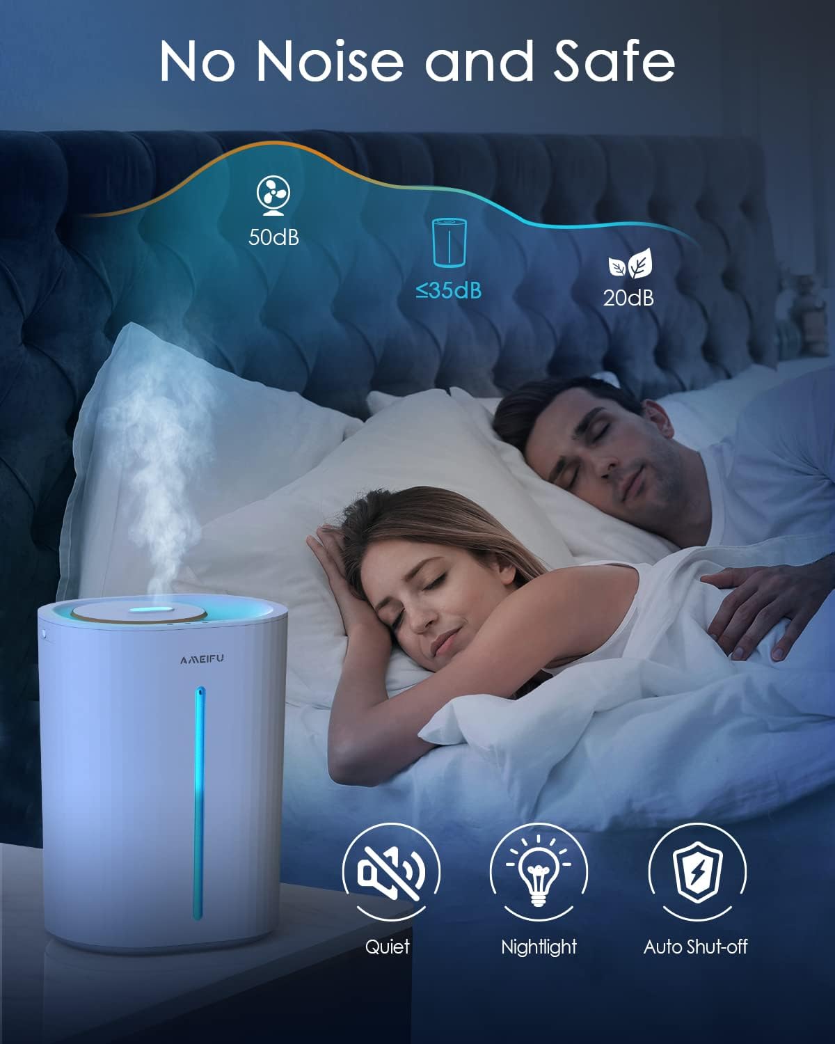 Humidifiers for Large Room 6.5L, Humidifiers for Bedroom Lasts Up to 54 Hours, Cool Mist Humidifiers Top Fill for Baby,Plants and Office Ultrasonic-Quiet-Auto Shut Off-Easy To Clean White