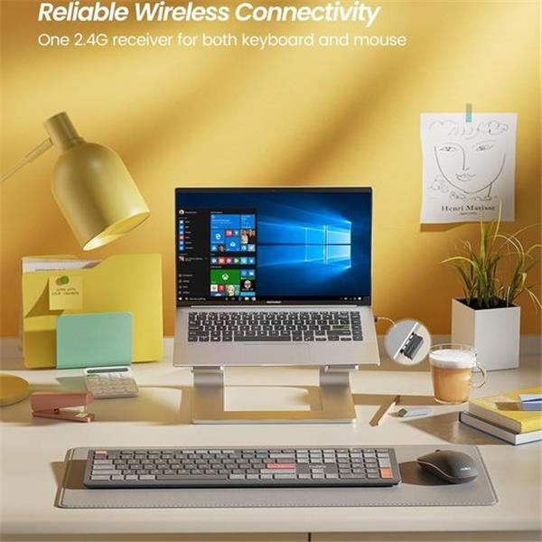 Nulea KM74 Ultra-Slim Wireless Keyboard and Mouse Combo, 2.4GHz Connection, Full-Size Keyboard