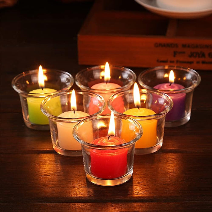 (24 Pack) Tea Light Holders, Oyster Clear Glass Candle Holder for Weddings, Parties and Home Decor - CH05