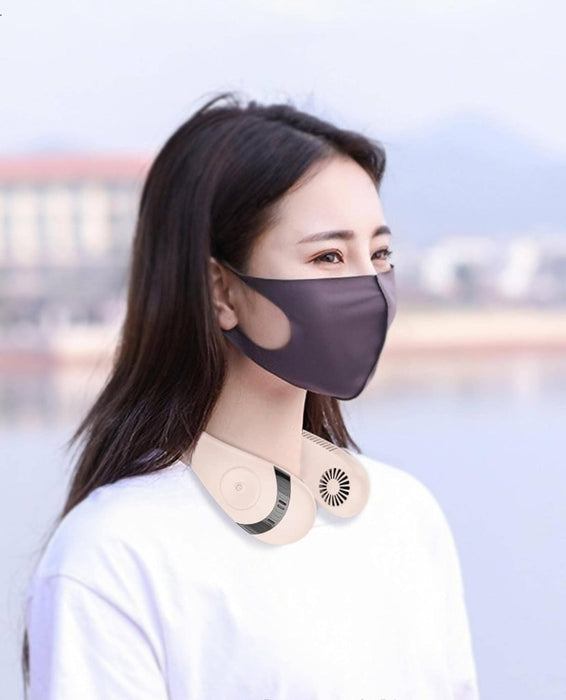 Leaf-free hanging neck fan, foldable small and portable, 360 ° surrounding air outlet, adjustable air outlet, no hair suction, mute, suitable for learning Office, fitness exercise, travel, etc;
