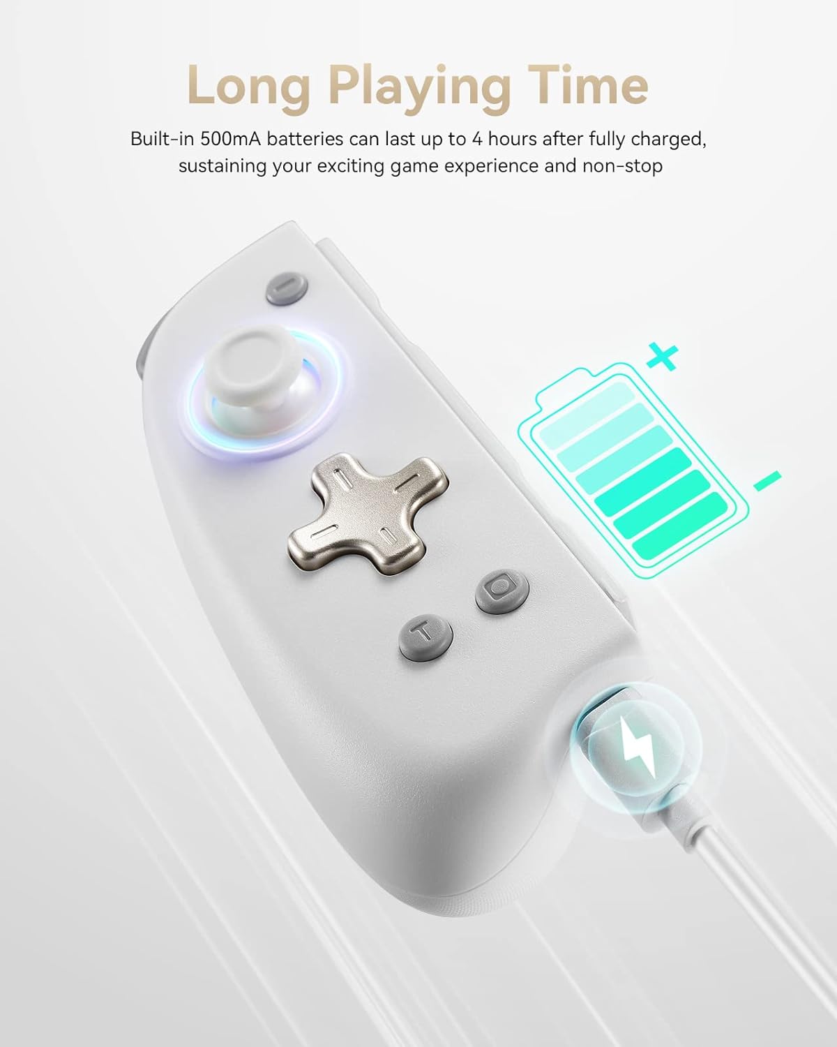 Switch Controller for Switch/Switch OLED, Wireless Switch Controllers(L/R) with 8 LED Colors, Joy Pad Replacement for Switch Lite, Switch Joypad with Motion Control (White & Gold)