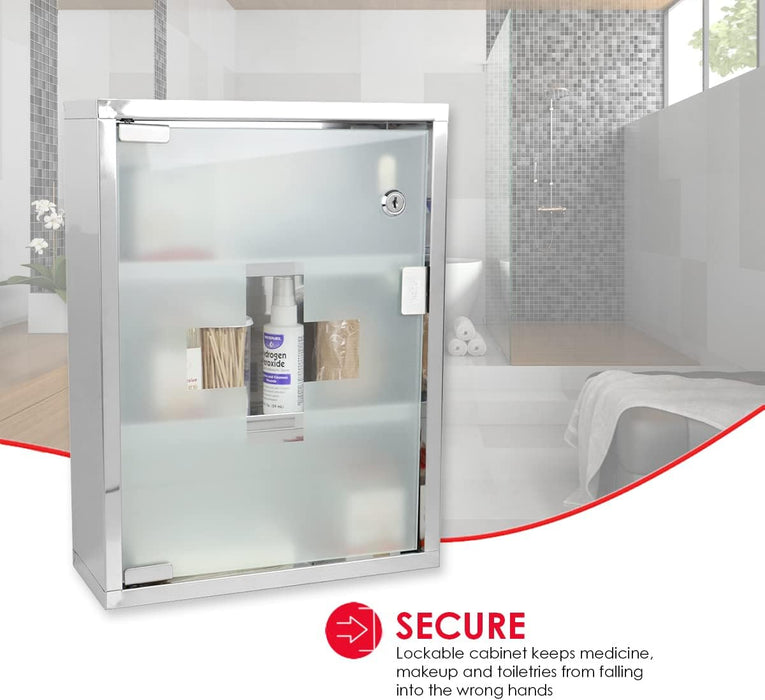 Home Basics MC35180 Medicine Cabinet, 12'' x 16'' x 4.75'' (35 x 40.6 x 12 cm), Silver